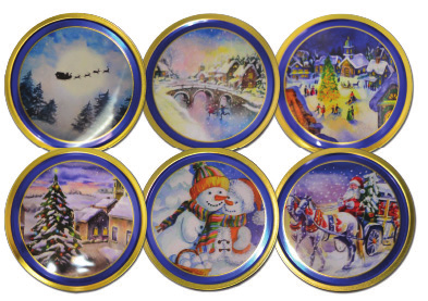 6 Assorted Danish Style Butter Cookies in Christmas Tins
